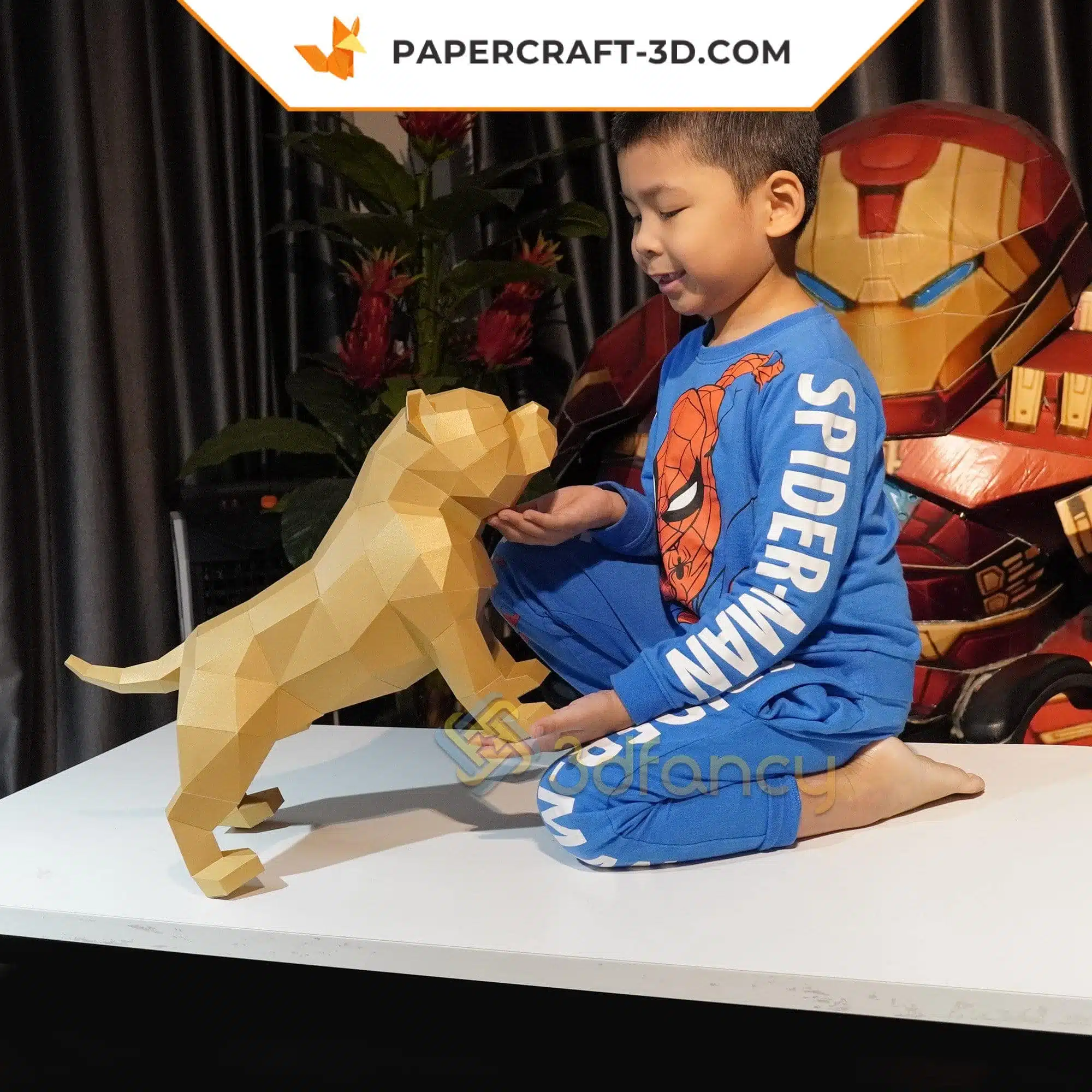 3D Origami American Bully Papercraft, view 2