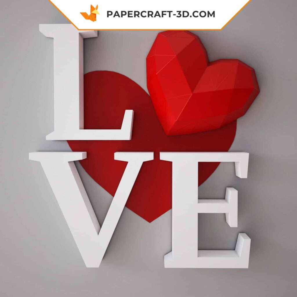 Papercraft heart in 3D origami