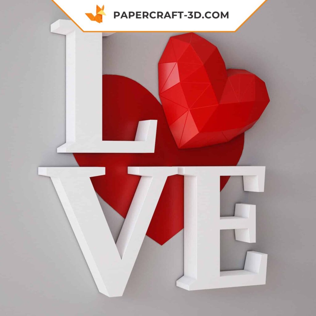 Papercraft heart in 3D origami