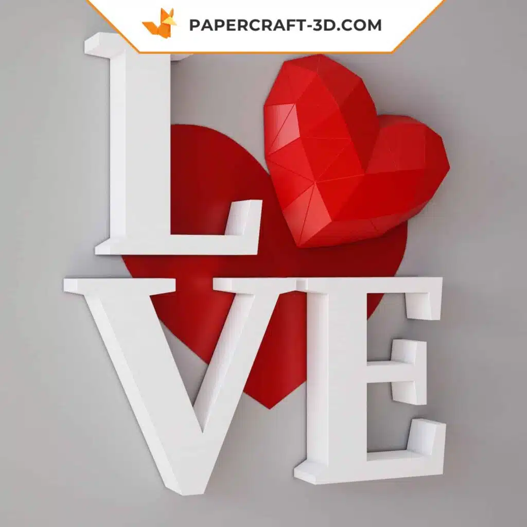 Papercraft LOVE-Wandherz aus 3D-Origami