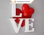 Papercraft amour 3D origami papier - cadeau DIY pour elle ou lui, décoration d&rsquo;intérieur, Saint-Valentin, modèle PDF téléchargeable