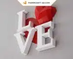 Papercraft amour 3D origami papier - cadeau DIY pour elle ou lui, décoration d&rsquo;intérieur, Saint-Valentin, modèle PDF téléchargeable, weergave 3