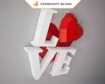 Papercraft amour 3D origami papier - cadeau DIY pour elle ou lui, décoration d&rsquo;intérieur, Saint-Valentin, modèle PDF téléchargeable, weergave 4