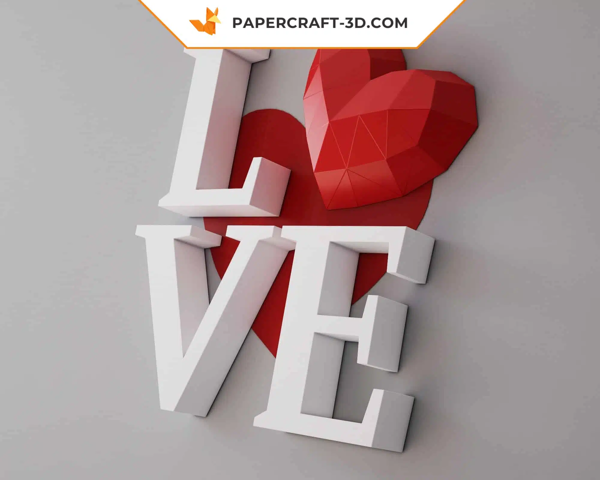 Papercraft amour 3D origami papier - cadeau DIY pour elle ou lui, décoration d&rsquo;intérieur, Saint-Valentin, modèle PDF téléchargeable, weergave 5