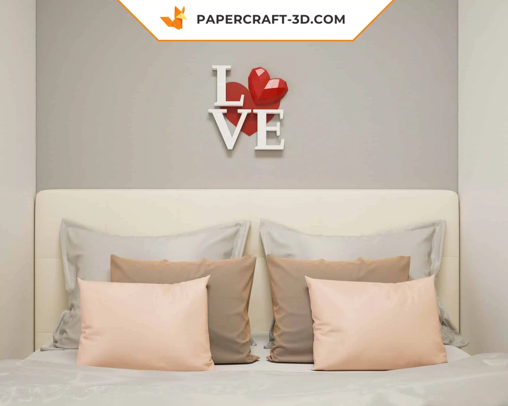 Papercraft amour 3D origami papier - cadeau DIY pour elle ou lui, décoration d&rsquo;intérieur, Saint-Valentin, modèle PDF téléchargeable, weergave 6