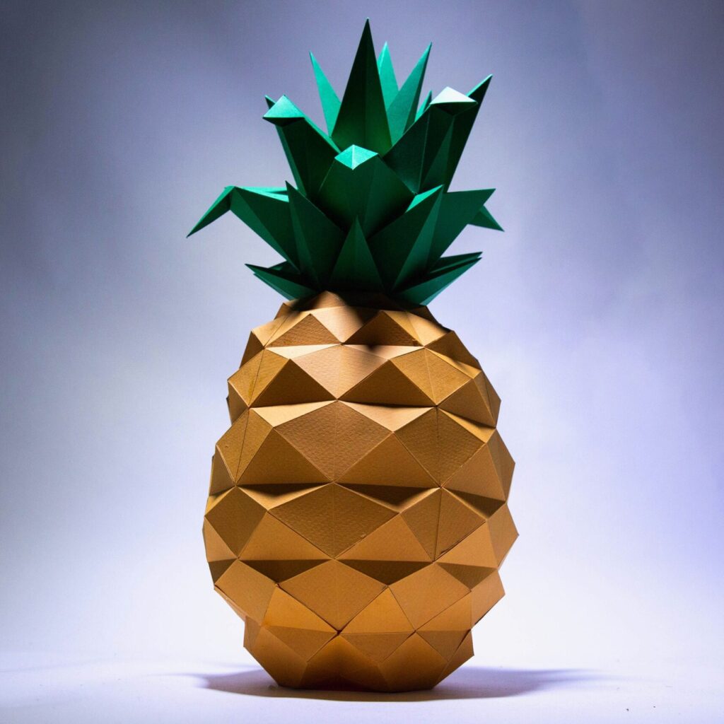 Papercraft d'ananas en origami 3D
