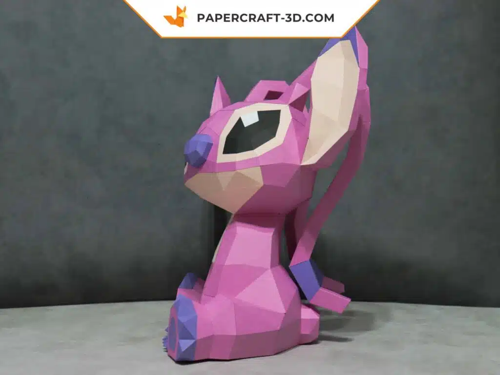 Papercraft Ange Stitch en origami papier 3D DIY pepakura à faible polygone, weergave 2