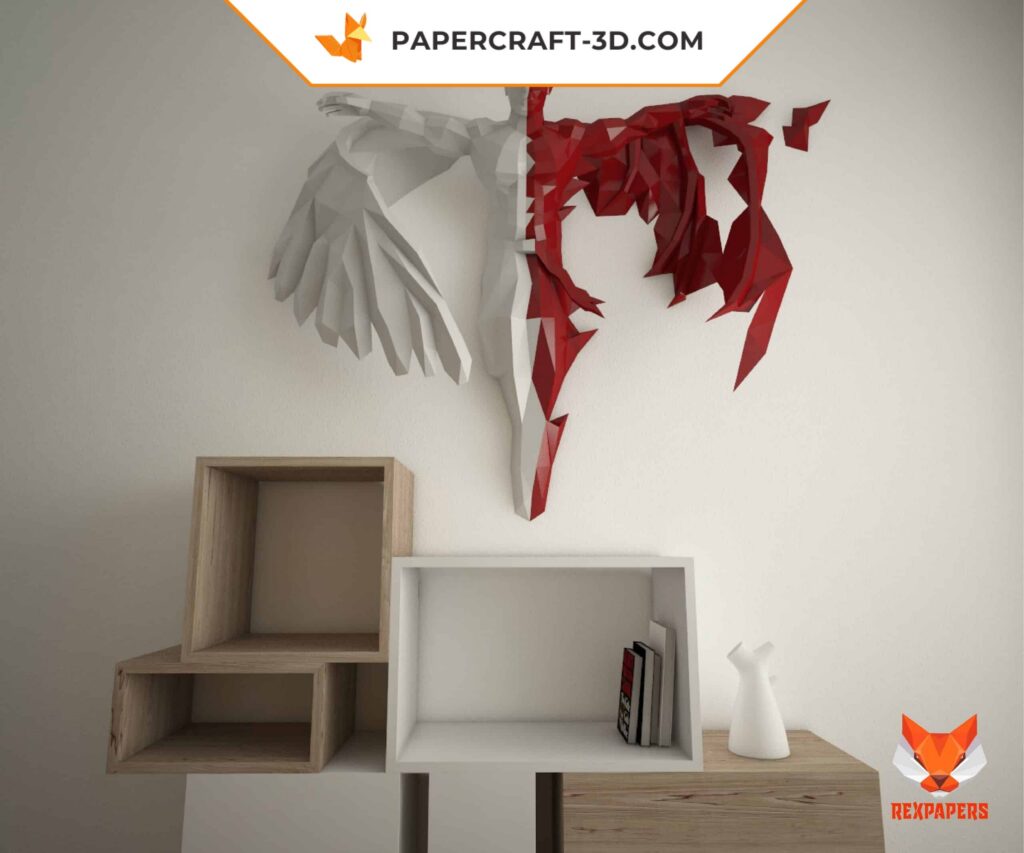 Papercraft de Anjo e Demônio em origami 3D