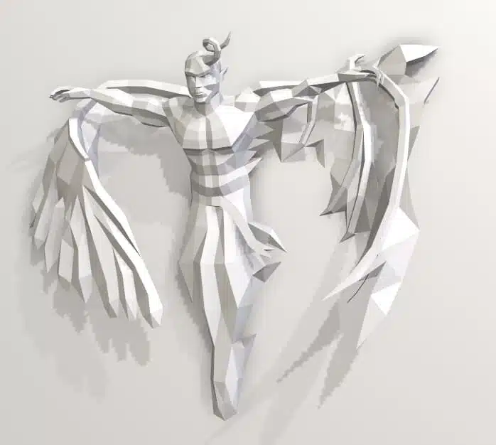 Papercraft Angel et Démon modèle 3D en papier origami, weergave 5