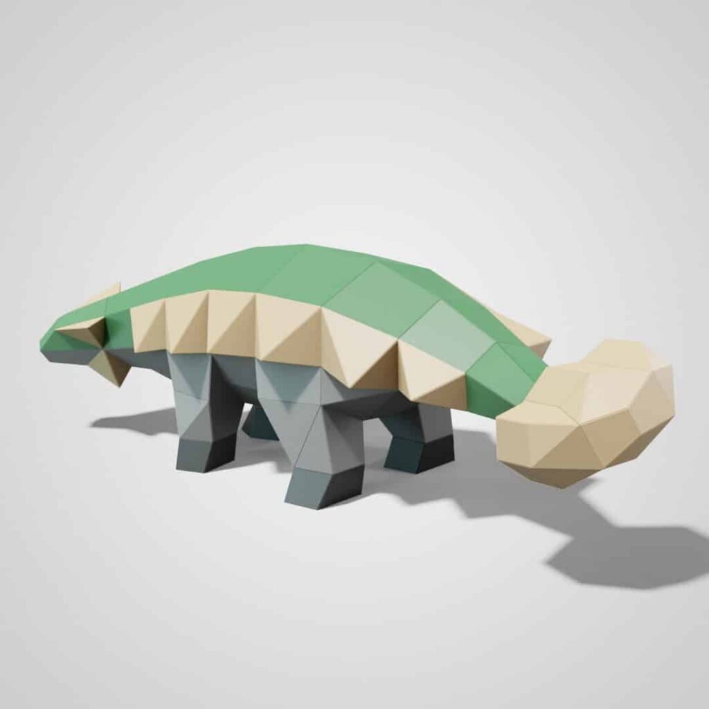 Papercraft de Ankylosaurus em origami 3D