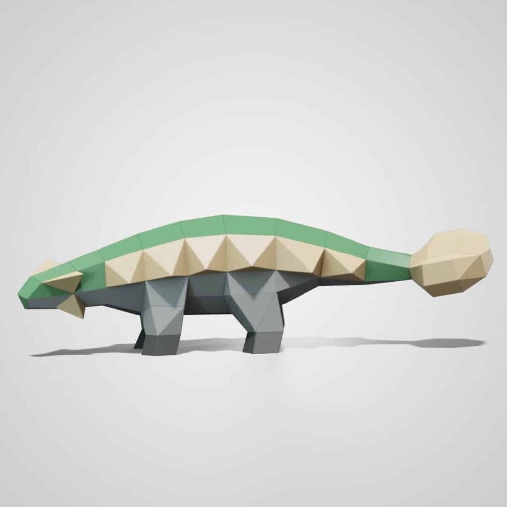 Papercraft de Ankylosaurus em origami 3D