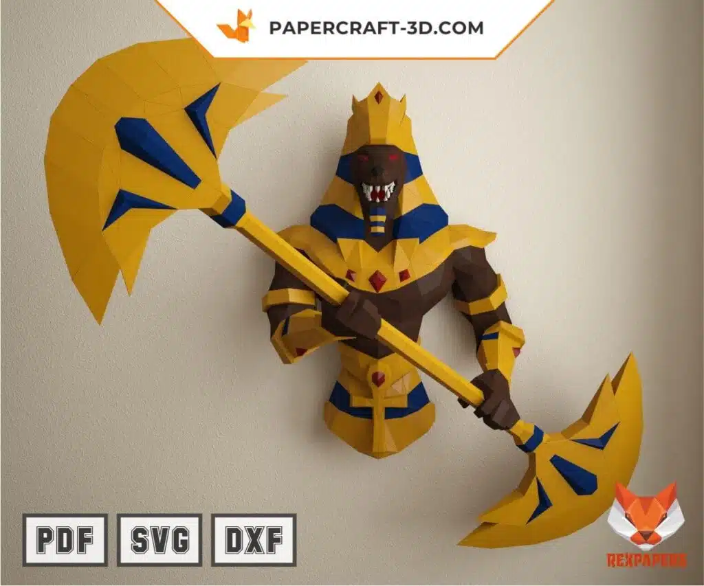 Papercraft Anubis 2 in origami carta 3D: modello PDF FanArt fai-da-te, vista 2