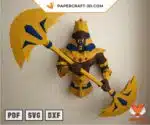 Papercraft Anubis 2 in origami carta 3D: modello PDF FanArt fai-da-te, vista 2