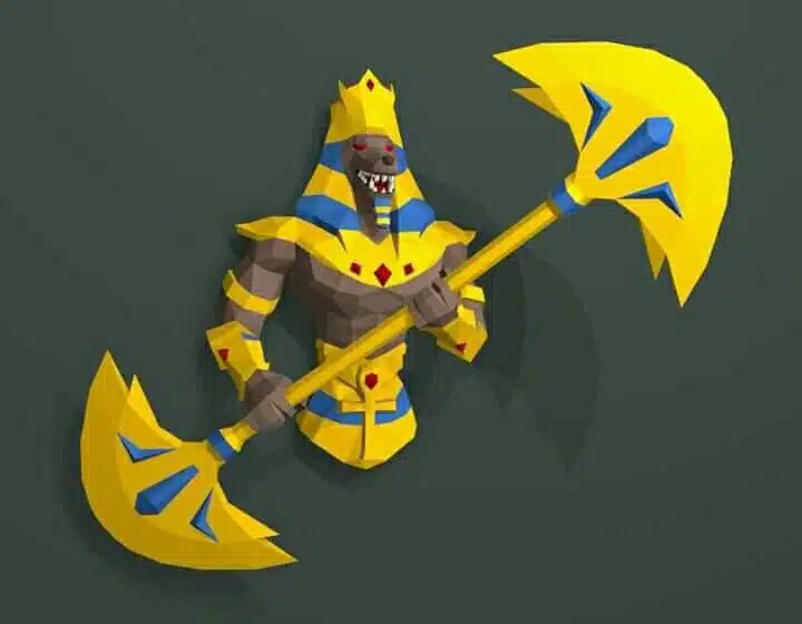 Papercraft Anubis 2 in origami carta 3D: modello PDF FanArt fai-da-te, vista 3