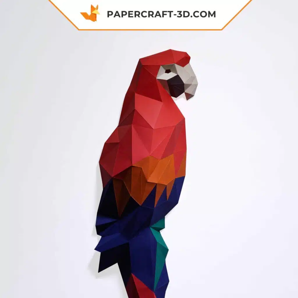 Papercraft d'Ara mural en origami 3D