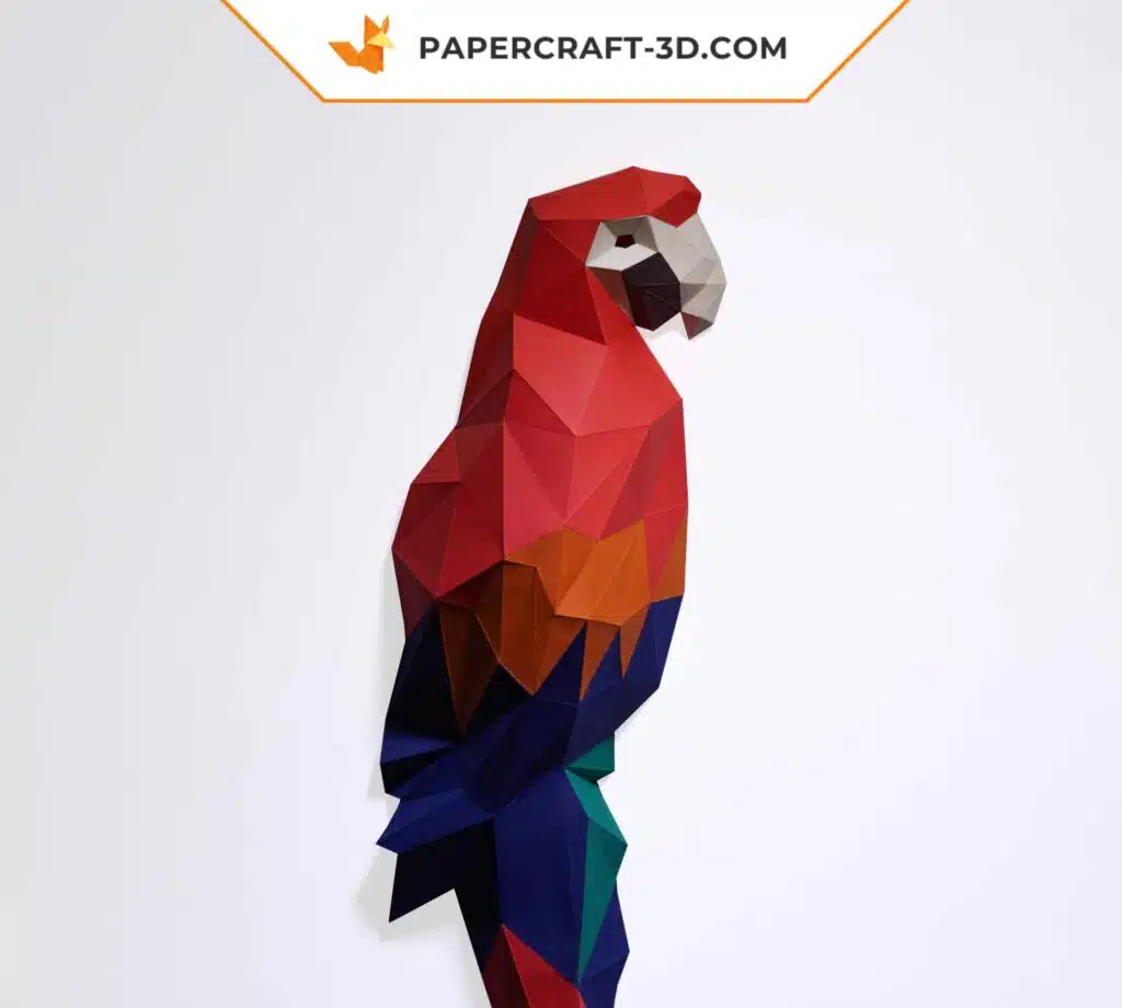 3D Origami Macaw Wall Papercraft