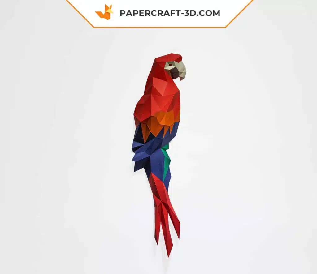 Papercraft Ara mural en origami papier 3D à télécharger