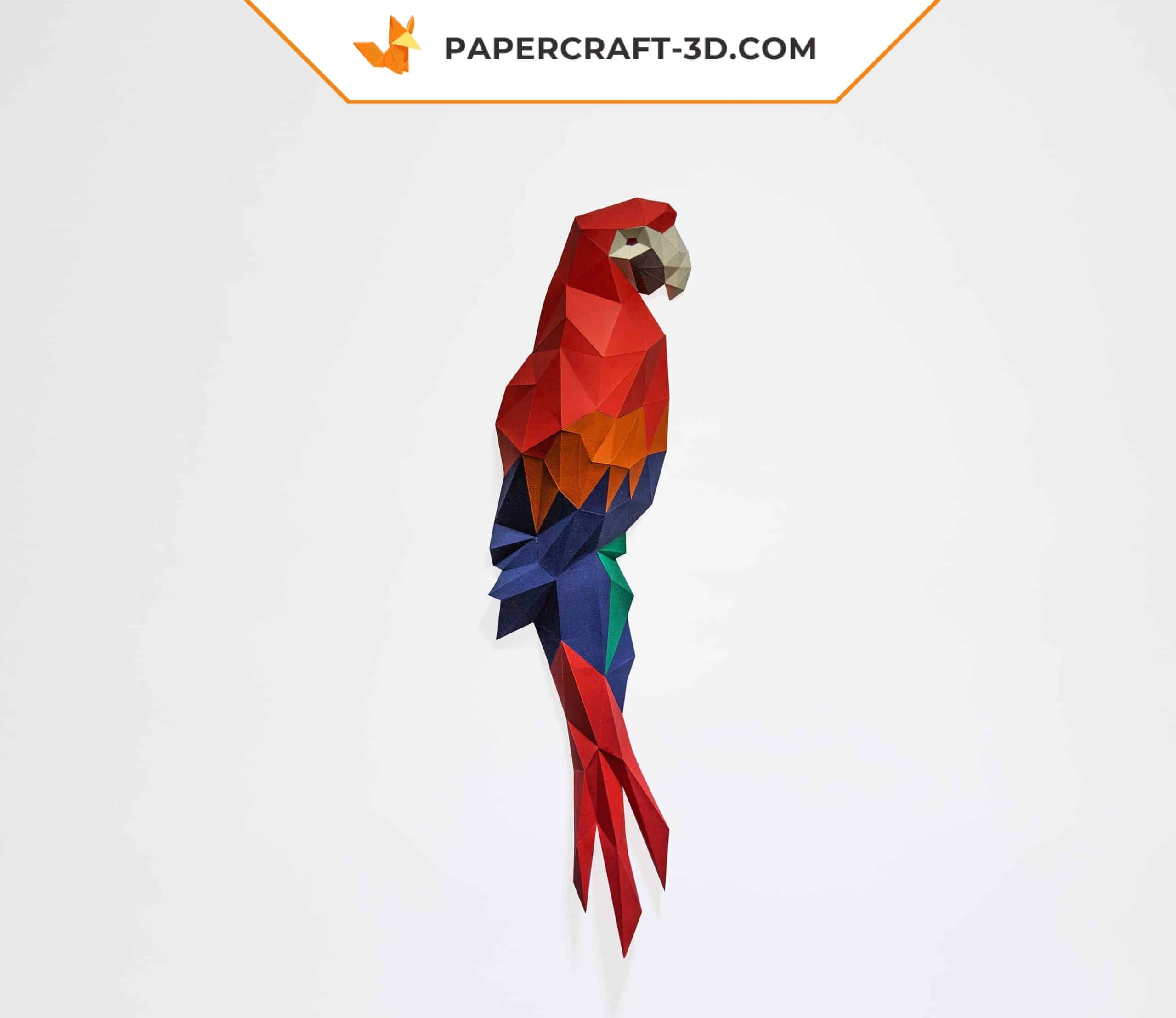 Papercraft of wall macaw in 3D origami Papercraft of wall macaw in 3D origami