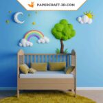 Papercraft de soleil, nuage et lune en origami 3D