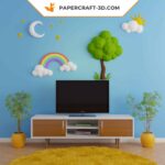 Papercraft de soleil, nuage et lune en origami 3D