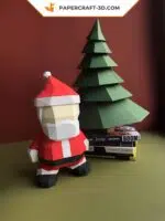 Papercraft arbre de Noël 3D en origami papier, modèles numériques SVG et PDF, vue 6