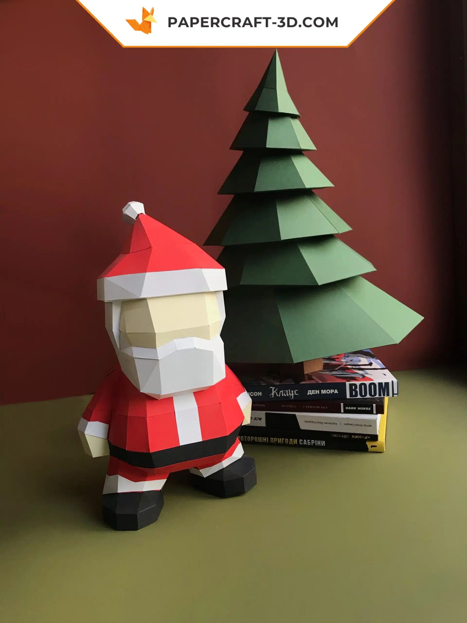 Papercraft arbre de Noël 3D en origami papier, modèles numériques SVG et PDF, vue 6