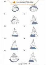 Papercraft arbre de Noël 3D en origami papier, modèles numériques SVG et PDF, vue 7