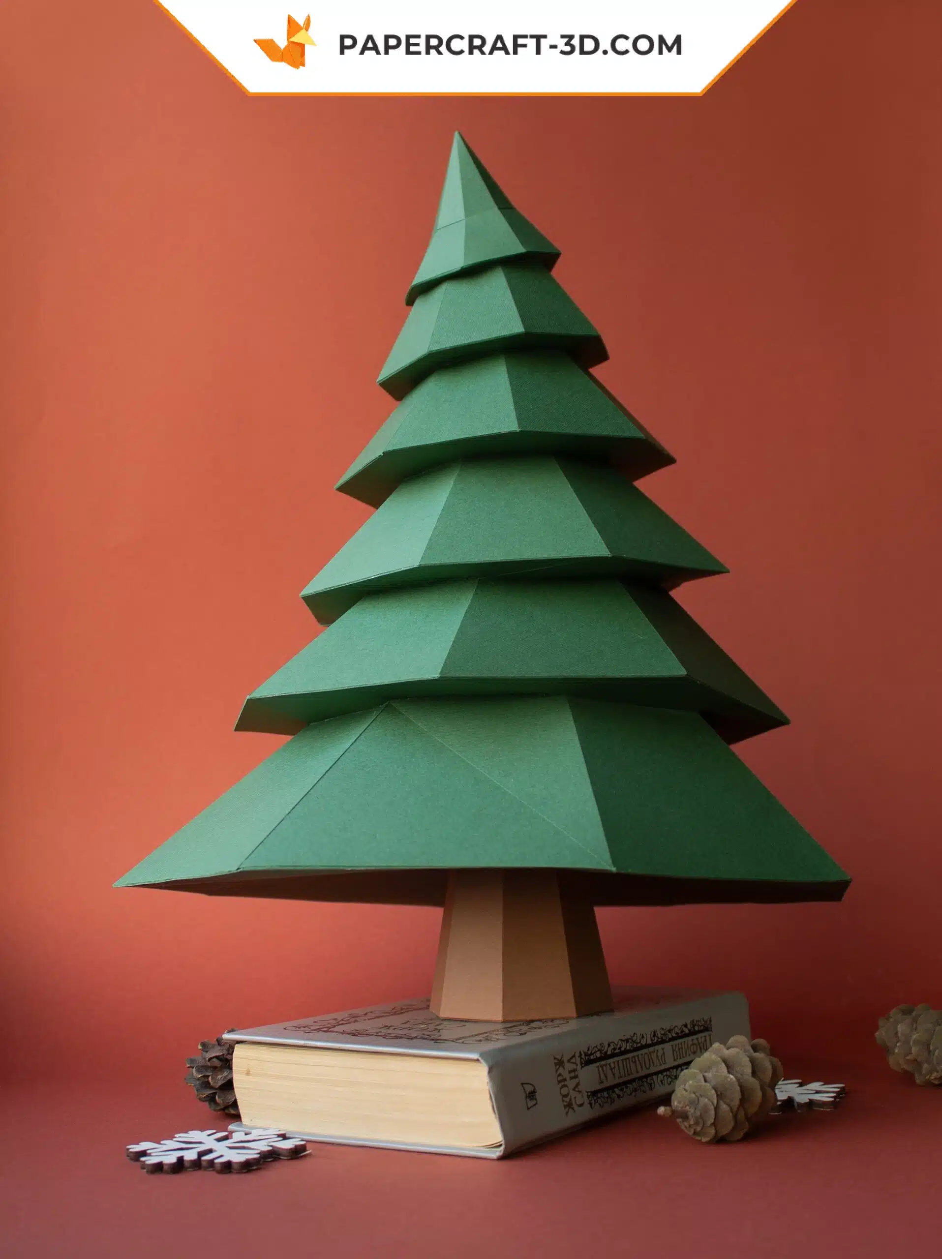 Papercraft arbre de Noël 3D en origami papier, modèles numériques SVG et PDF, vue 8