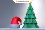 Papercraft Arbre de Noël et Chapeau du Père Noël en papier 3D, vue 2