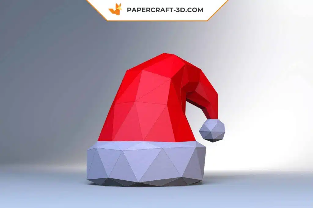 Papercraft Arbre de Noël et Chapeau du Père Noël en papier 3D, vue 3