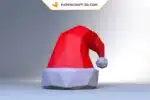 Papercraft Arbre de Noël et Chapeau du Père Noël en papier 3D, vue 3