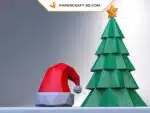 Papercraft Arbre de Noël et Chapeau du Père Noël en papier 3D