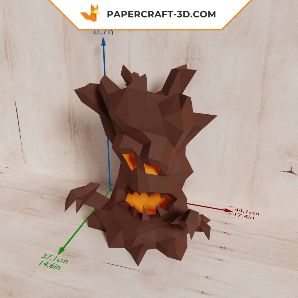 Papercraft árvore assustadora de Halloween em origami 3D