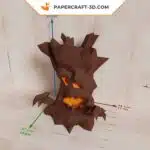 Papercraft Arbre Effrayant origami papier 3D pour décoration Halloween DIY, vue 2