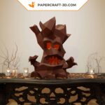 Papercraft di albero spaventoso per Halloween in origami 3D