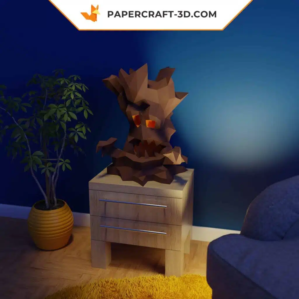 Papercraft Arbre Effrayant origami papier 3D pour décoration Halloween DIY, vue 3