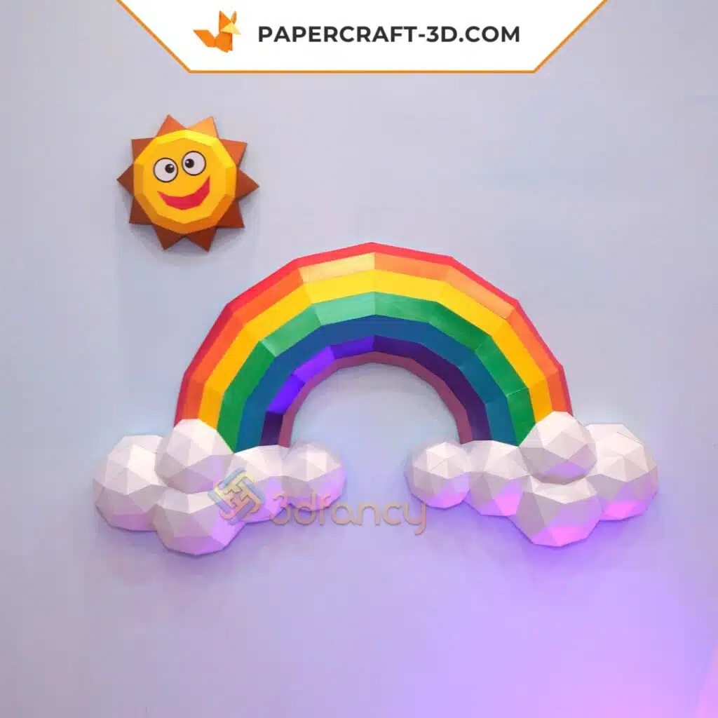 Papercraft Regenbogen und Sonne als Origami