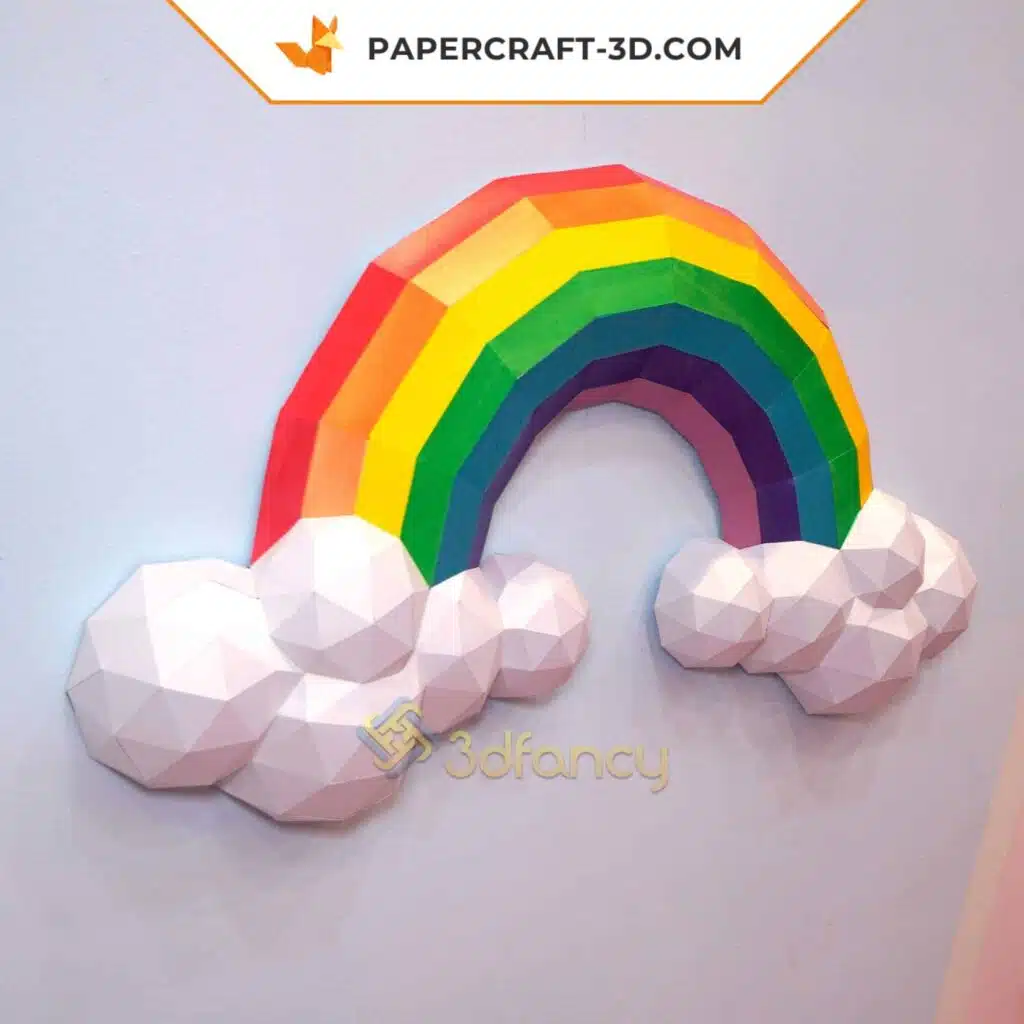Papercraft arcobaleno e sole in origami, vista 3