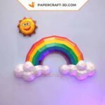 Papercraft Regenbogen und Sonne in Origami 3D