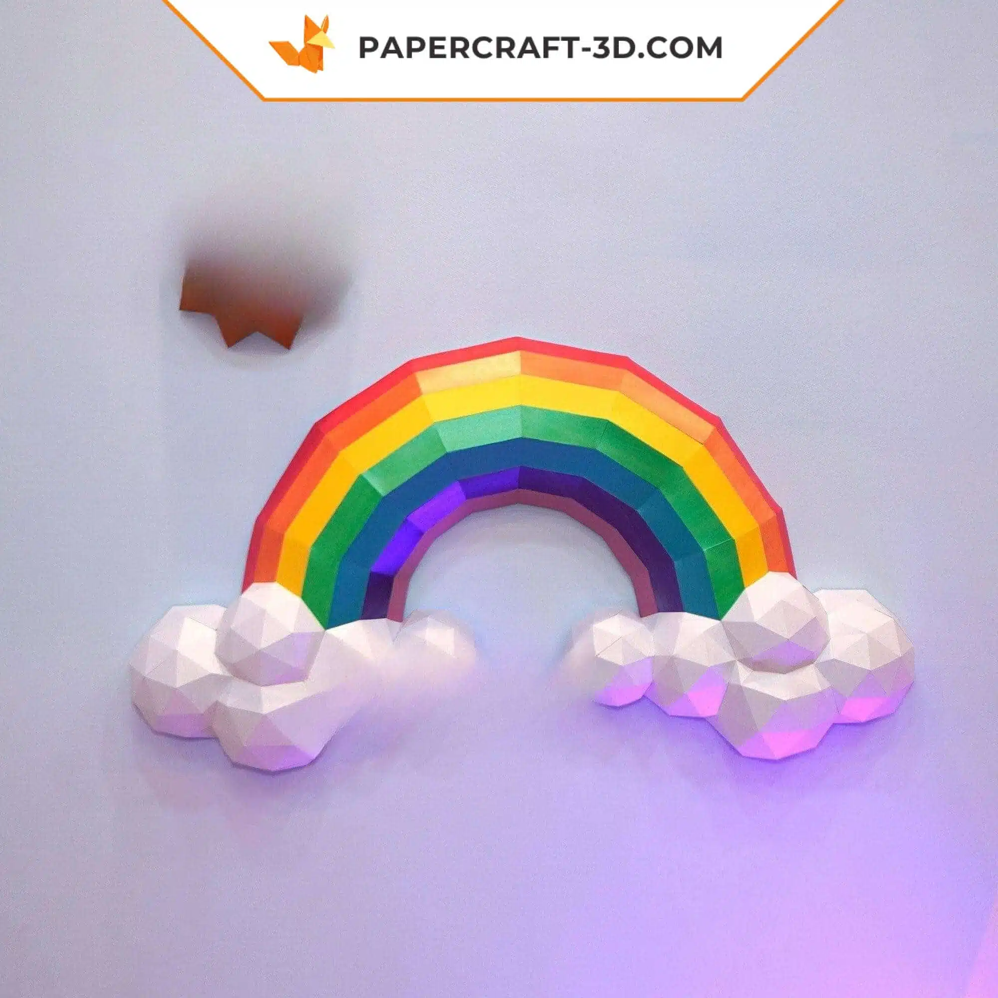 Papercraft arc-en-ciel, soleil et nuages 3D pour décoration de chambre d’enfant