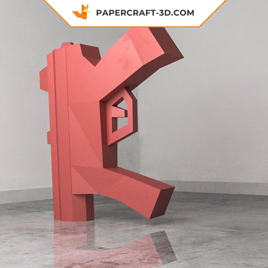 Papercraft des Buchstabens W in 3D Origami