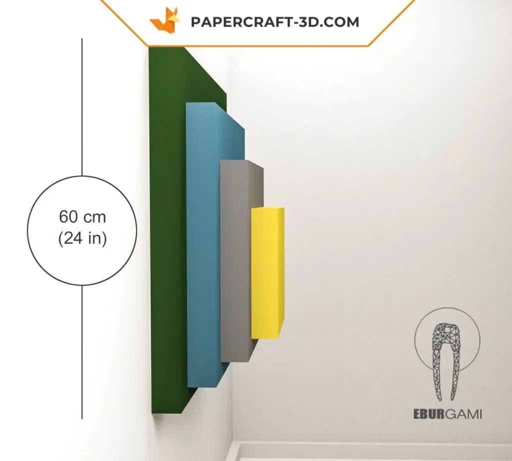 Papercraft de arte mural Josef Albers en origami 3D, vista 3