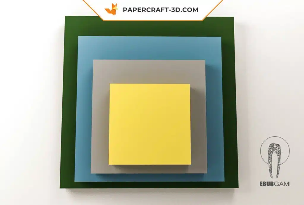 Papercraft de arte mural Josef Albers en origami 3D, vista 4