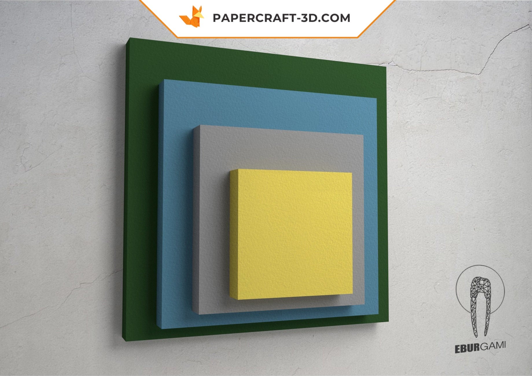 Papercraft arte mural de Josef Albers en origami 3D Papercraft arte mural de Josef Albers en origami 3D
