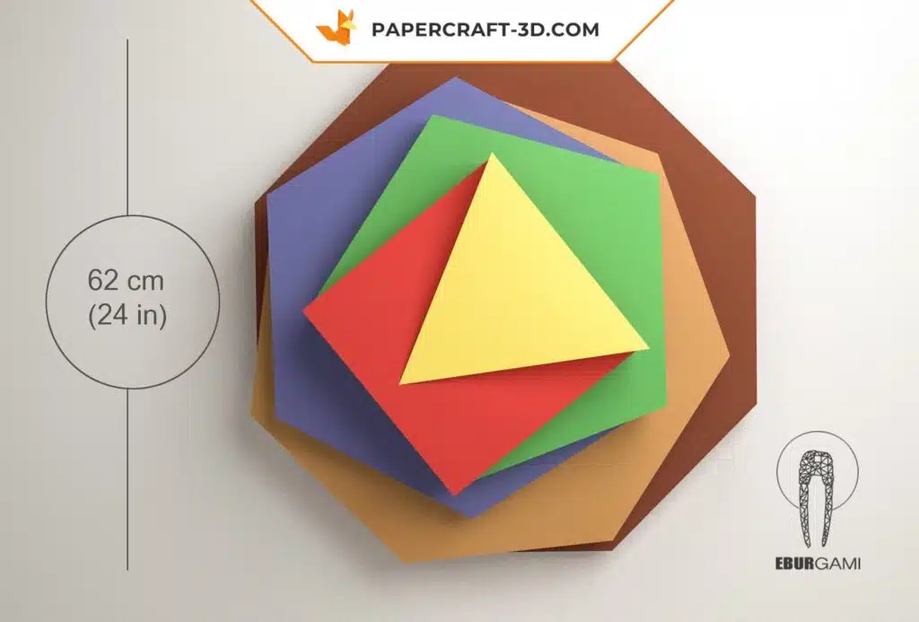 Papercraft de arte mural Max Bill en origami 3D, vista 3