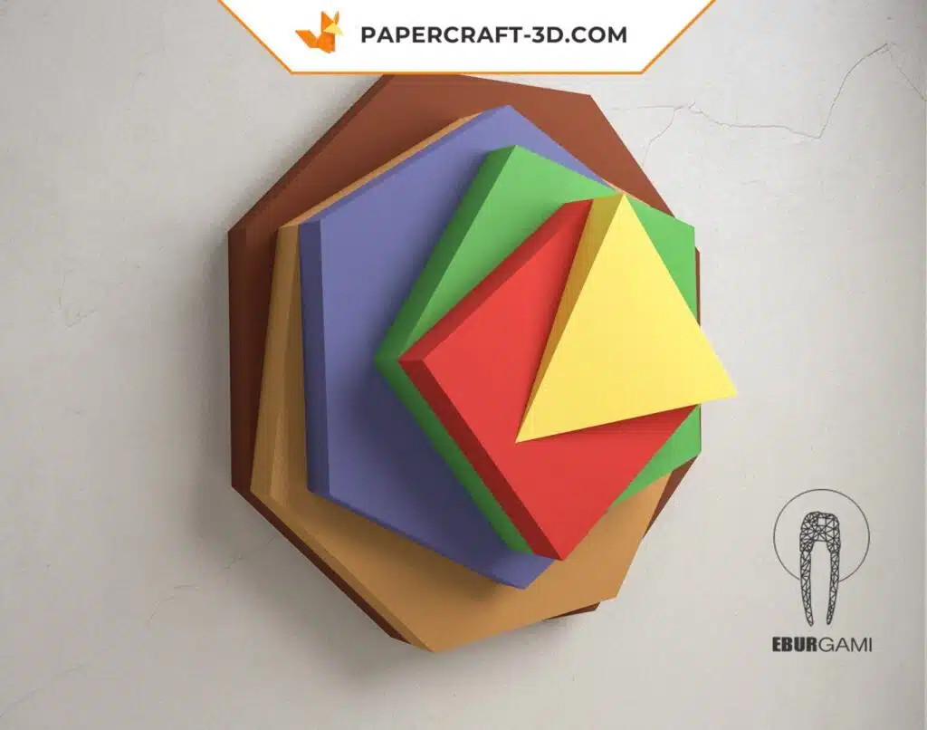 Papercraft de arte mural Max Bill en origami 3D, vista 2