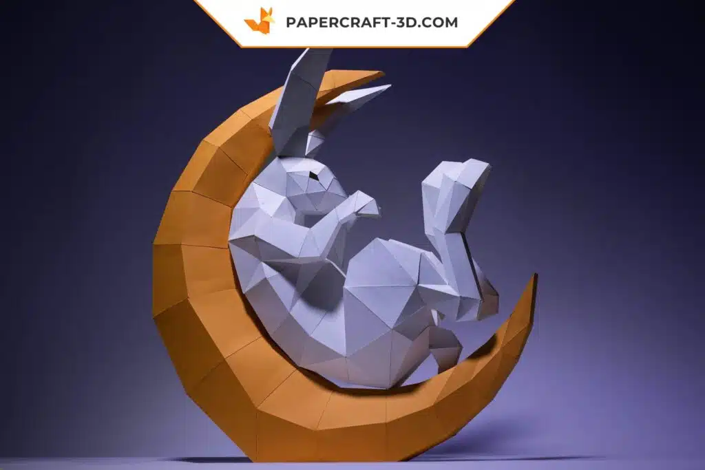 Papercraft Artisanat Lapin de Lune Origami Papier 3D, weergave 2