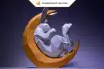 Papercraft Artisanat Lapin de Lune Origami Papier 3D, weergave 2