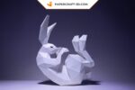 Papercraft rabbit in a crescent moon origami