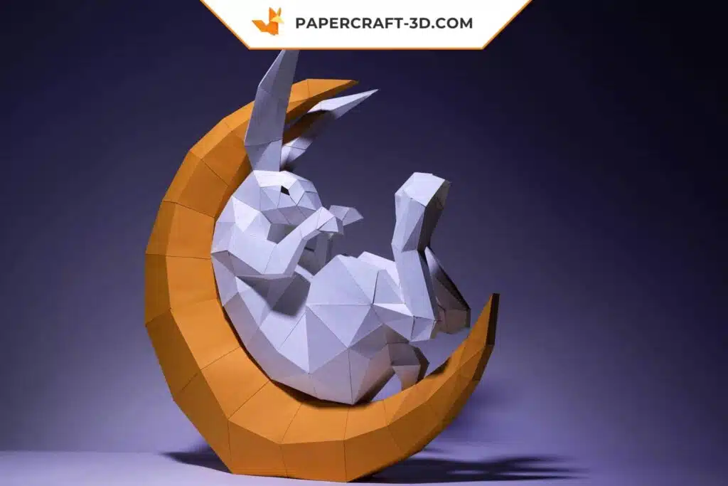 Papercraft Artisanat Lapin de Lune Origami Papier 3D